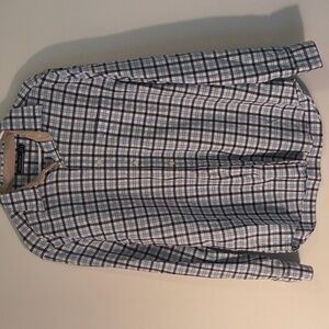 Nautica Men's Casual Blue and Tan Plaid Shirt